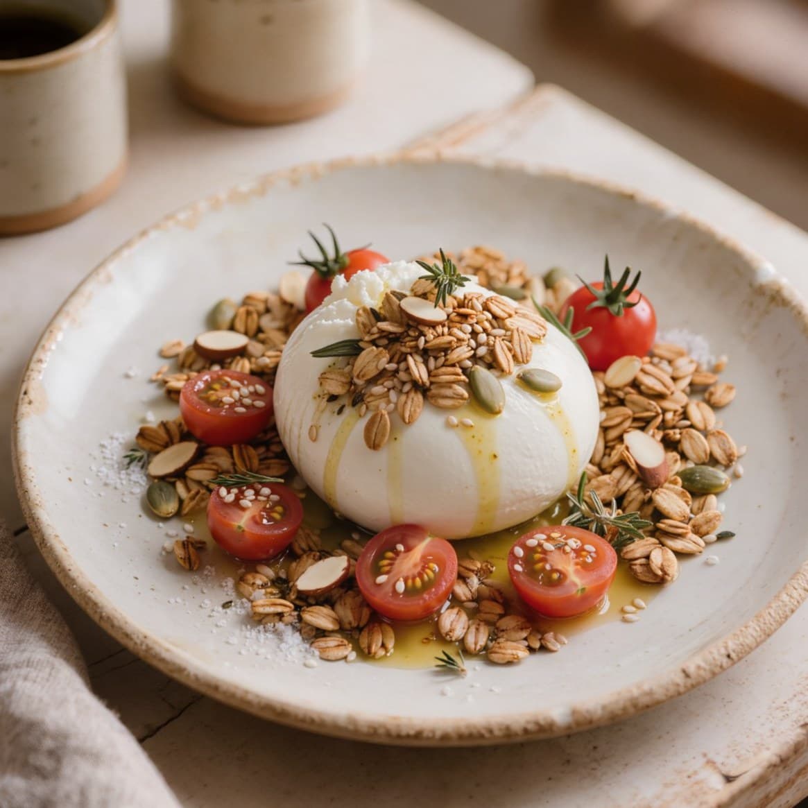 Burrata com tomate e Ervas Finas